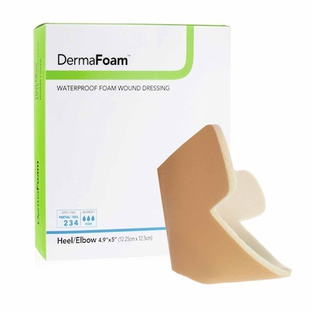 Dermafoam Foam Dressing 6 X 7 Inch Without Border Waterproof Backing Nonadhesive Elbow / Heel Sterile, 5PK 00293E